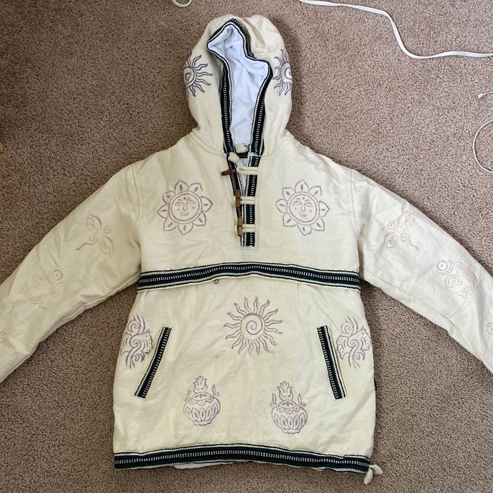 Painted/ embroidered nature line hoodie